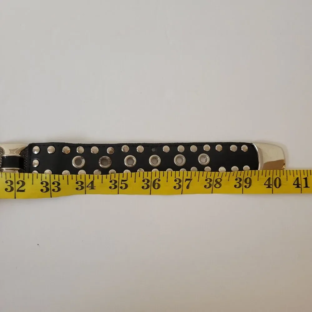 Vintage Art Ornament Metal Leather Women Belt